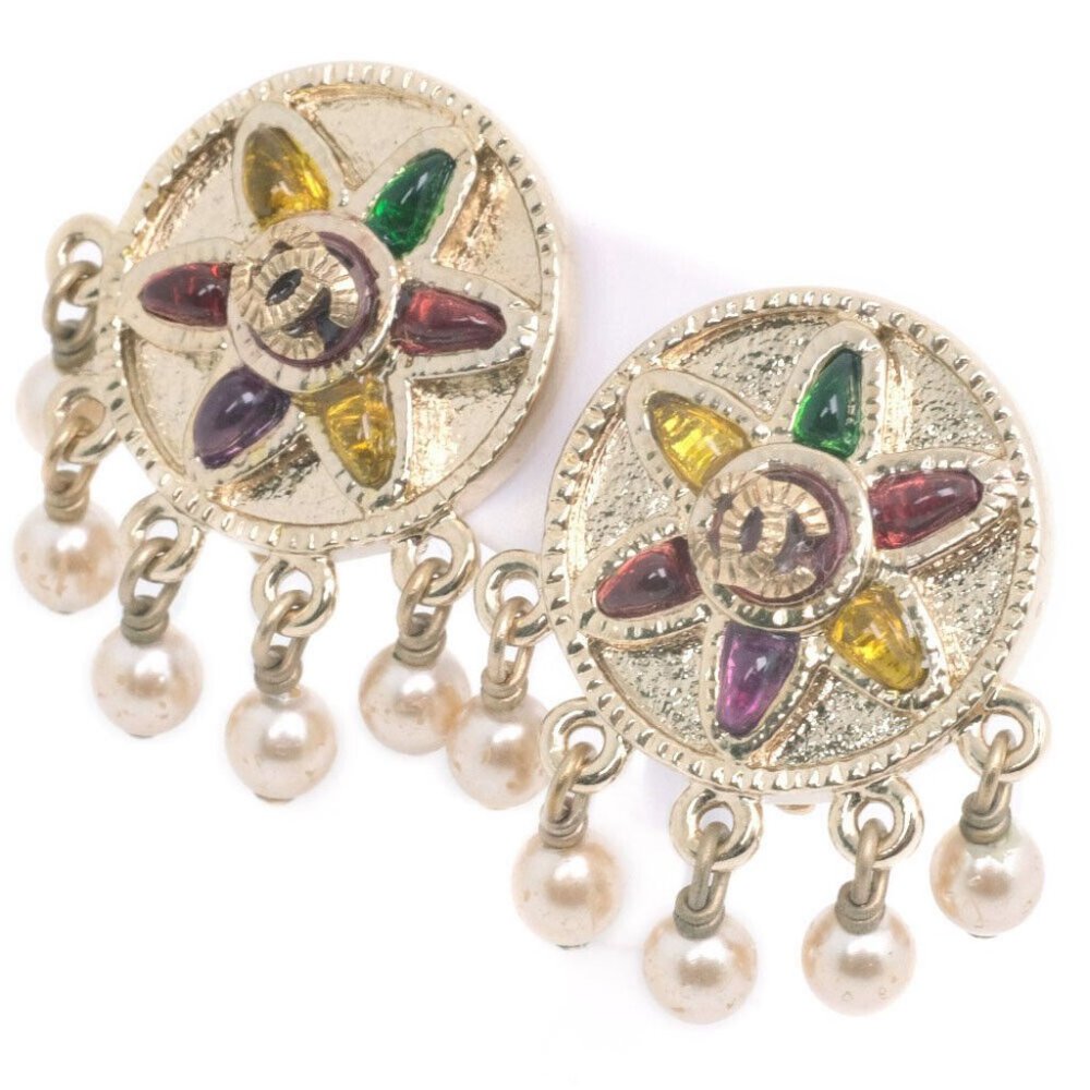 CHANEL COCO Mark Earring multicolor Fake pearl Women - Picture 2 of 6